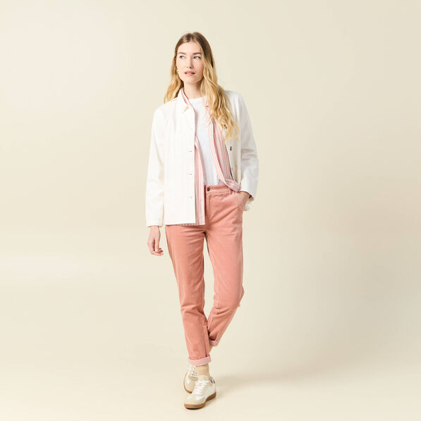 Pantalon chino velours côtelé rouge clair femme