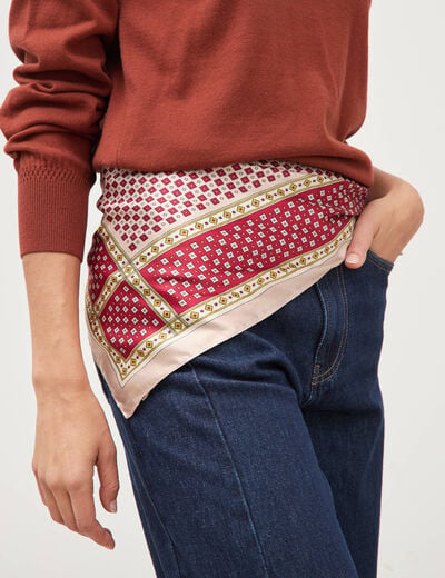 Foulard satin&eacute; rouge femme