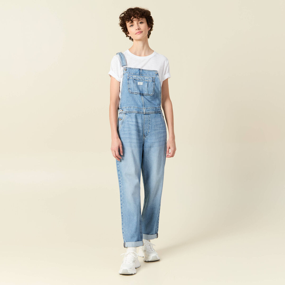 Salopette en jean denim stone femme