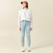 Jeans slim taille haute 7/8ème denim bleach femme