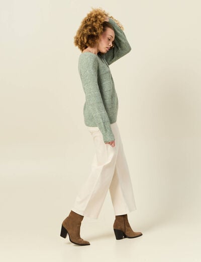 Pull manches longues vert kaki femme