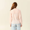 Blouse manches longues brodée rose poudrée femme