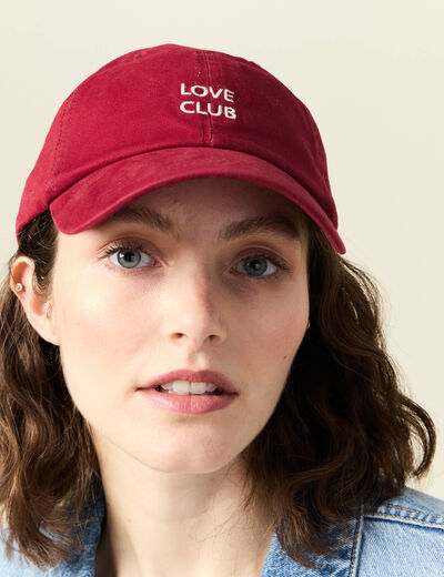 Casquette brod&eacute;e prune femme