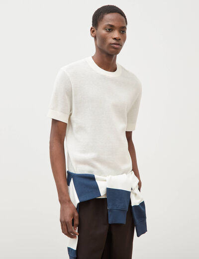 T-shirt en coton manches courtes ecru homme