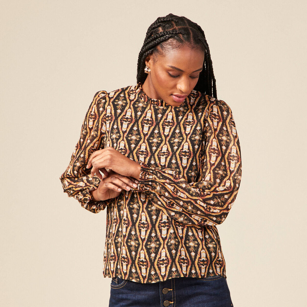 Blouse éco-responsable camel femme