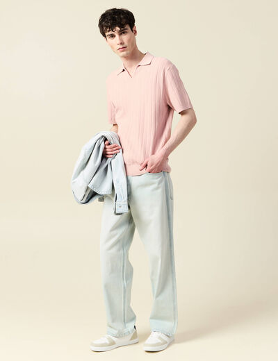 Polo manches courtes rose pastel homme