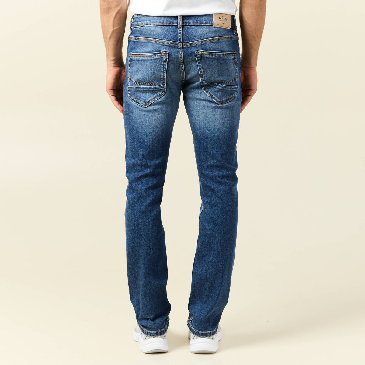 Jeans straight 5 poches denim stone homme