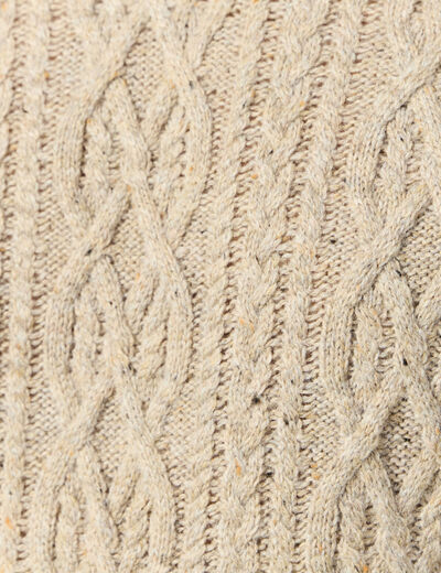 Pull col rond beige homme