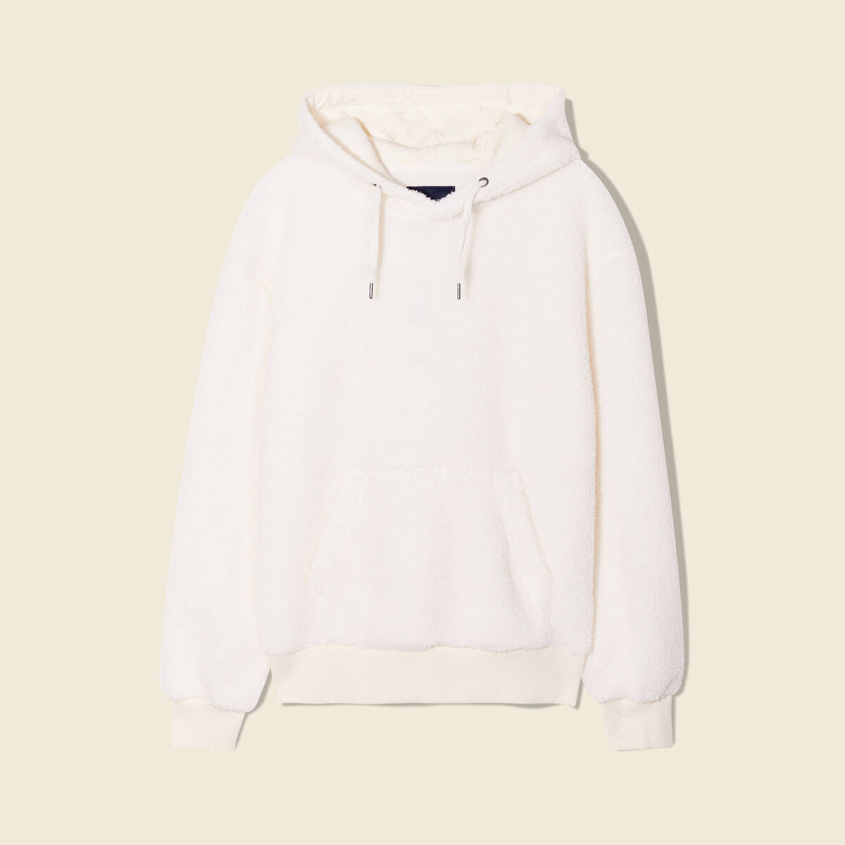 Sweat à capuche sherpa ecru homme