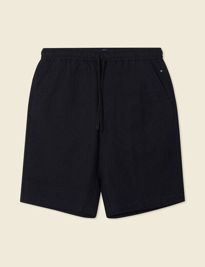 Short droit taille élastiquée noir homme