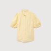 Chemise en coton manches coude jaune clair femme