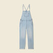 Salopette droite en jean denim used femme