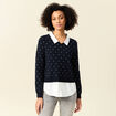 Pull manches longues 2-en1 bleu marine femme