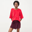 Jupe taille haute en velours prune femme