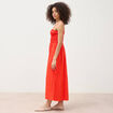 Robe bretelles col carr&eacute; en coton orange fonc&eacute; femme