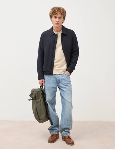 Blouson manches longues doubl&eacute; bleu marine homme