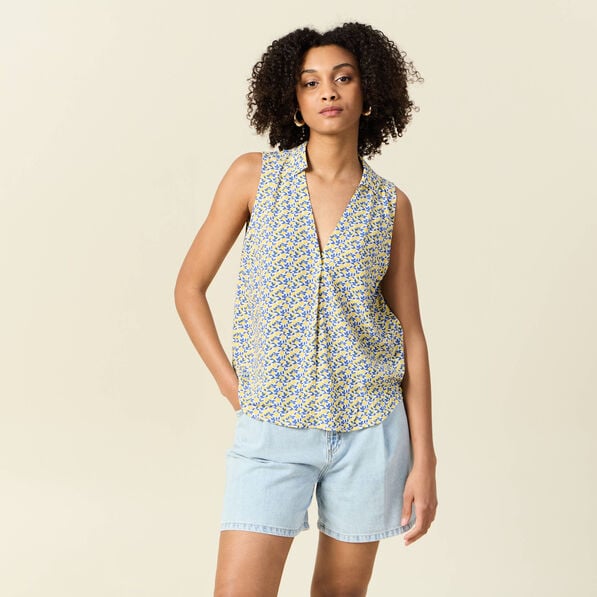 blouse sans manches bleu femme Blouse sans manches bleu femme