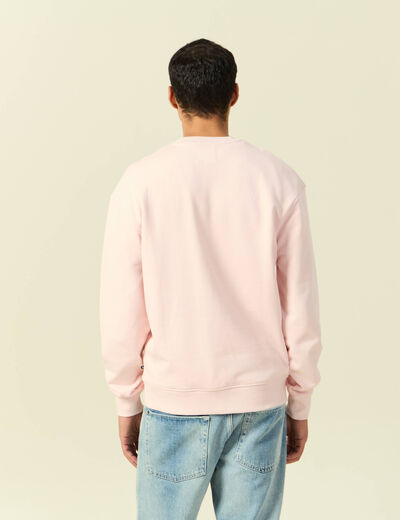Sweat manches longues en coton rose poudr&eacute;e homme