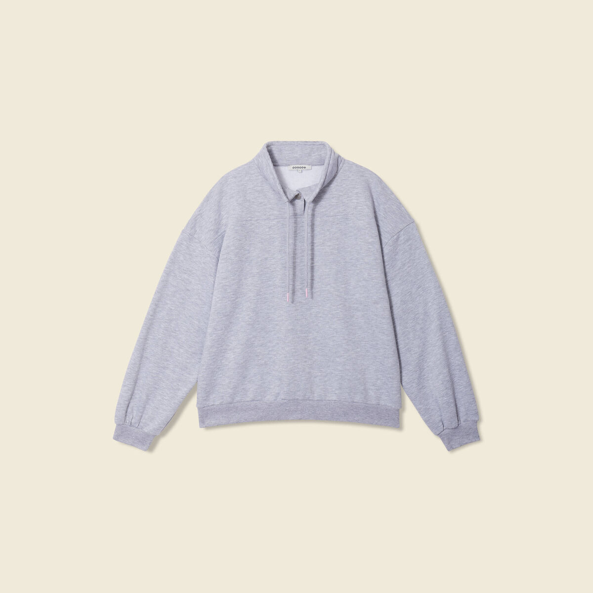 Sweat col camionneur boutonné gris femme