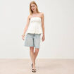 Top bustier &agrave; volants doubl&eacute; ecru femme