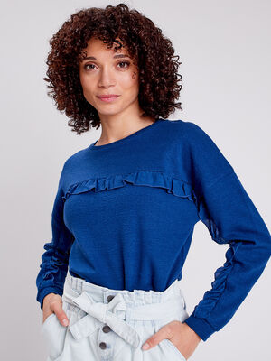 Sweat manches longues bleu marine femme