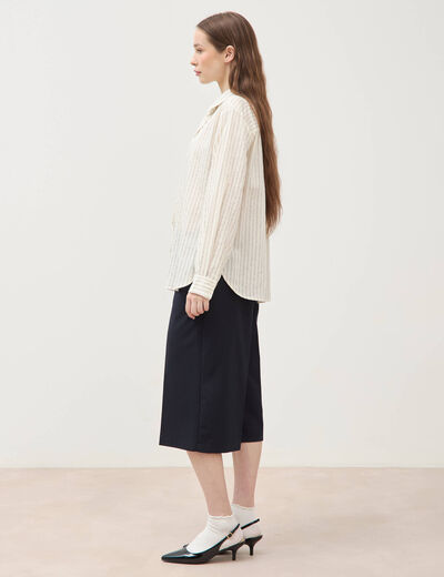 Chemise manches longues col am&eacute;ricain blanc femme