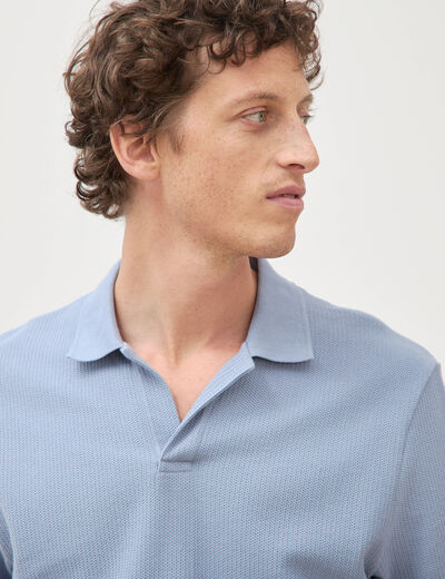 Polo col polo manches courtes en coton bleu gris homme