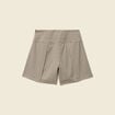 Short pliss&eacute; taille haute fluide marron femme