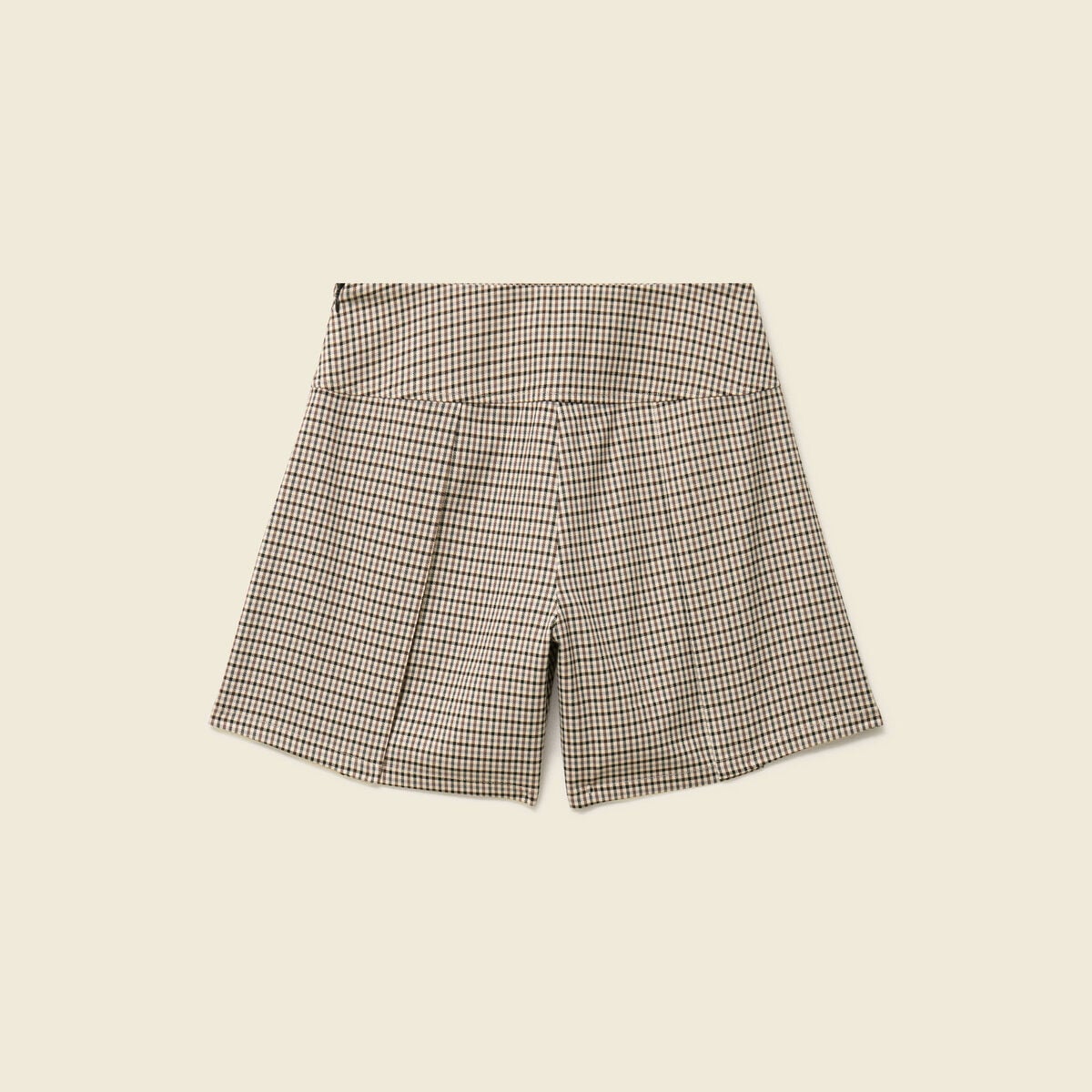 Short pliss&eacute; taille haute fluide marron femme