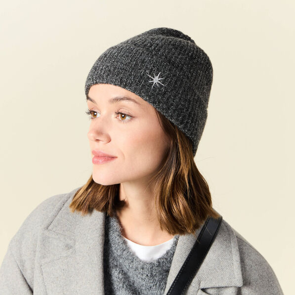 Bonnet tricoté gris femme