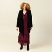 Robe manches 3/4 doubl&eacute;e bordeaux femme