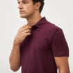Polo droit en coton manches courtes prune homme