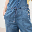 Salopette loose en jeans denim bleach femme