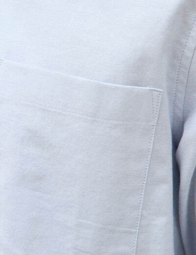 Chemise manches longues col am&eacute;ricain bleu gris homme
