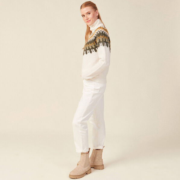 pull manches longues col roule ecru femme Pull manches longues col roulé ecru femme