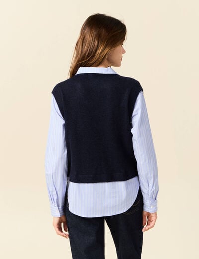 Pull 2-en-1 éco-responsable bleu marine femme