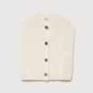 Gilet droit sans manches col rond creme femme