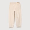 Pantalon taille haute velours resserr&eacute; ivoire femme