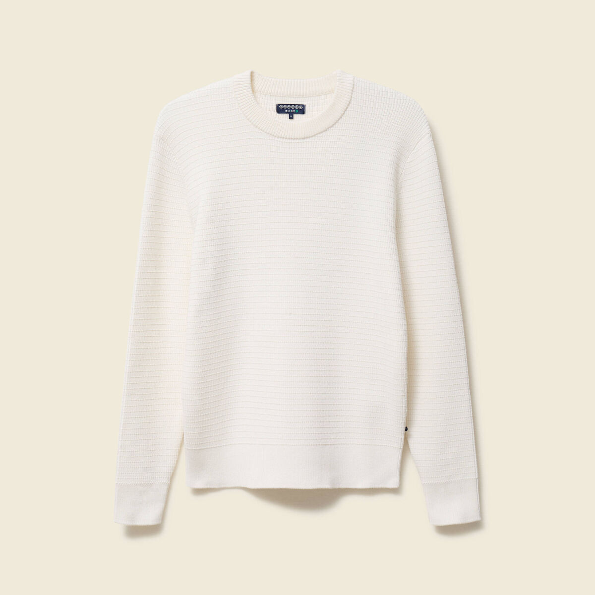 Pull col rond manches longues ecru homme