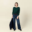 Pull manches longues vert fonc&eacute; femme