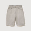 Bermuda large taille haute en coton denim gris clair femme