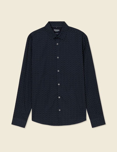 Chemise en coton manches longues bleu marine homme