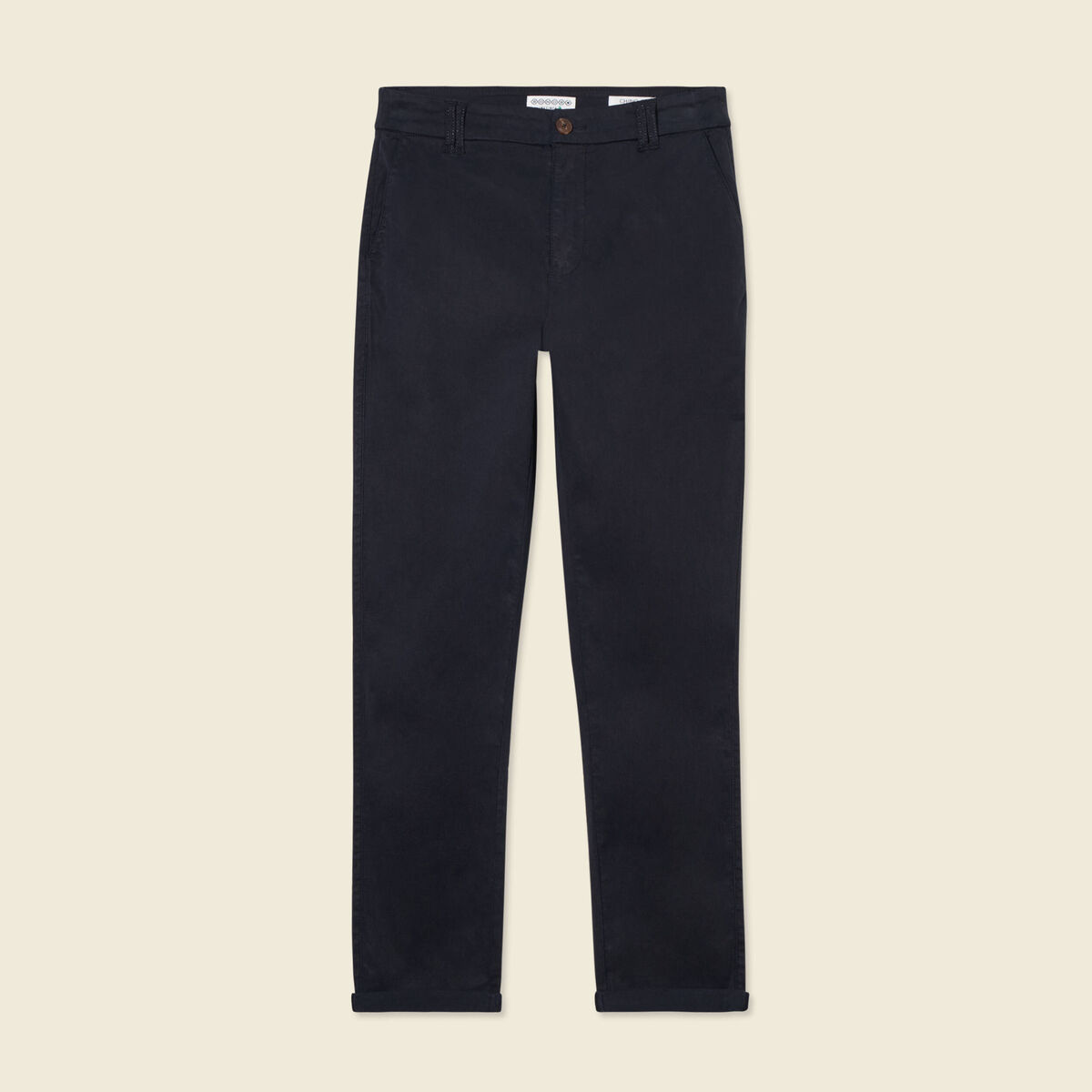 Pantalon chino cigarette bleu foncé femme