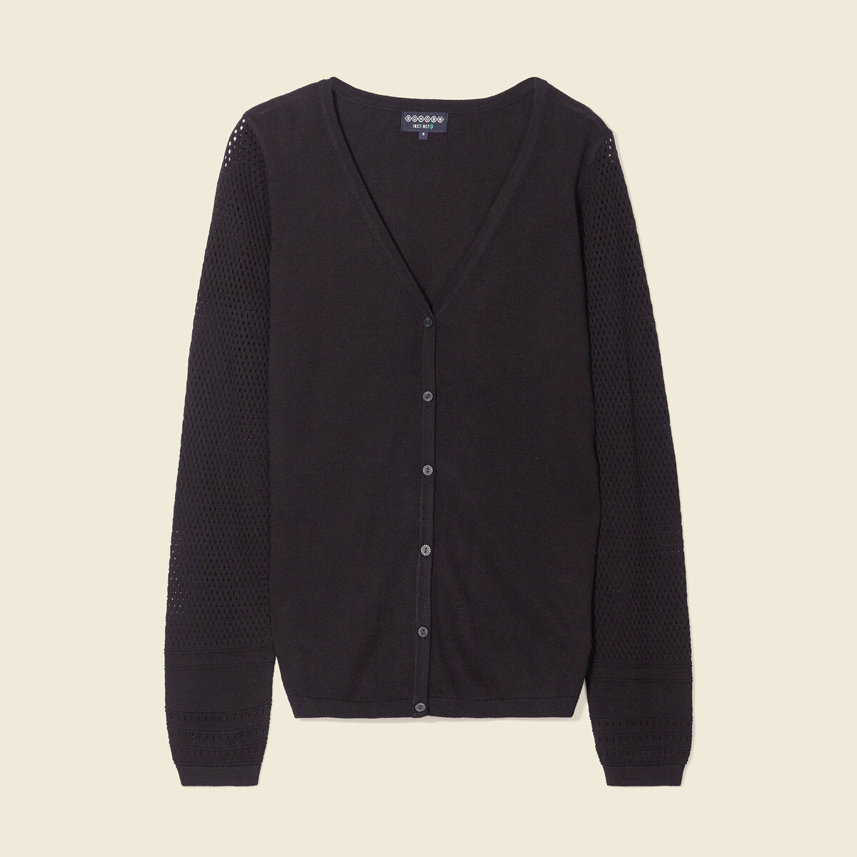 Gilet manches longues boutonné noir femme