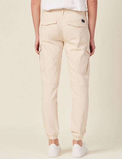Pantalon cargo taille à cordon beige homme