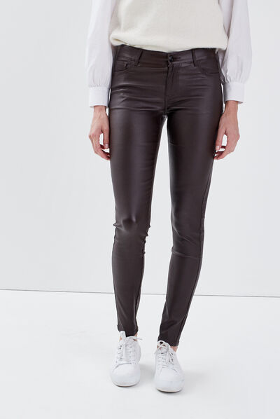 Tregging skinny marron foncé femme