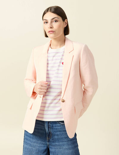 Veste blazer manches longues rose champagne femme