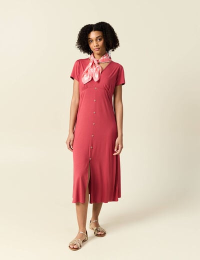 Robe longue droite rose framboise femme