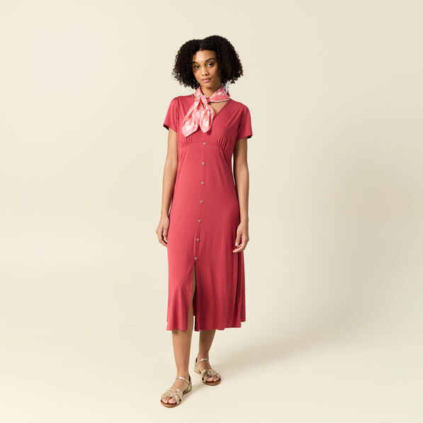 Robe longue droite rose framboise femme
