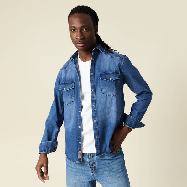 Chemise manches longues denim stone homme